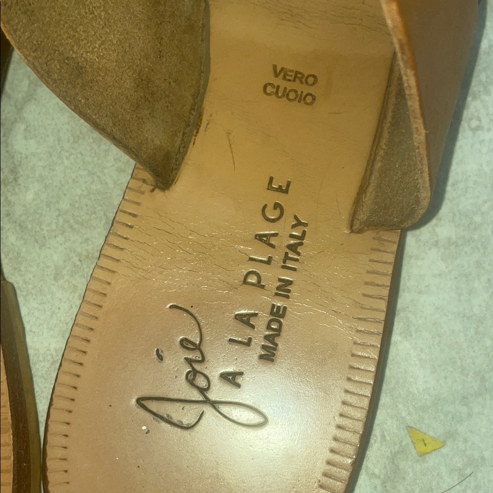 Joie Brown Leather Toe-Post Slide Sandals - Picture 8 of 8